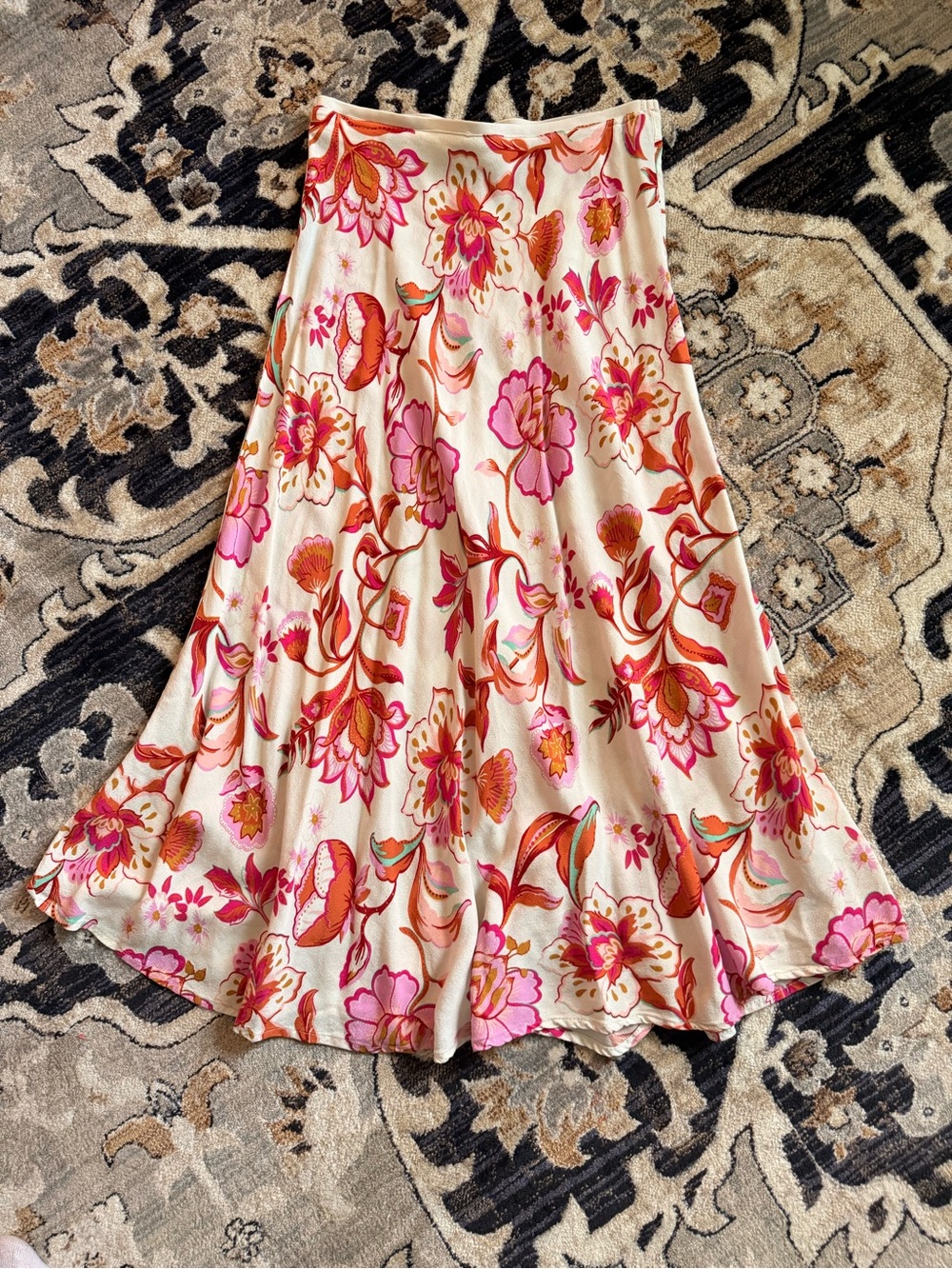 Tahari Floral Pink & Cream A-Line Skirt